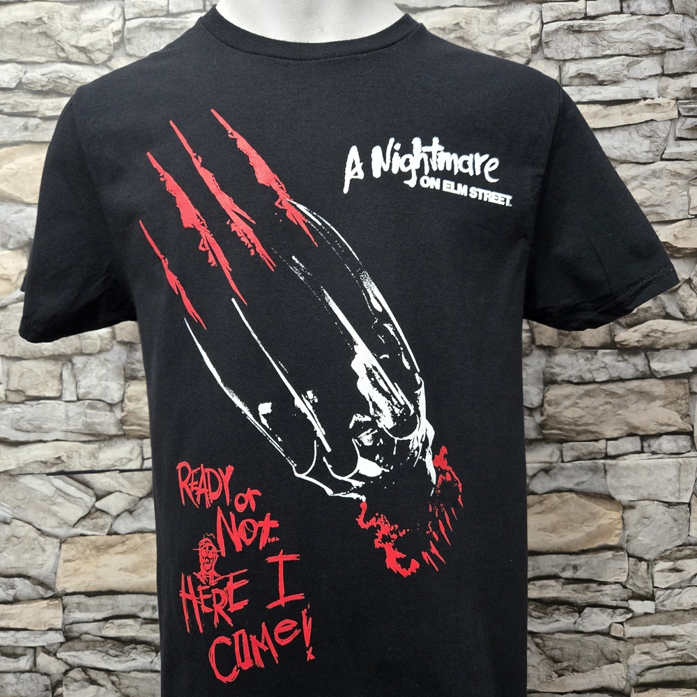 Red and Black Short Sleeve Tee with Horror Design